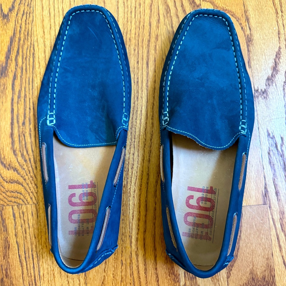 1901 Brand - blue suede Leather slip on shoes Men's 12 Luxury Casual EUC
